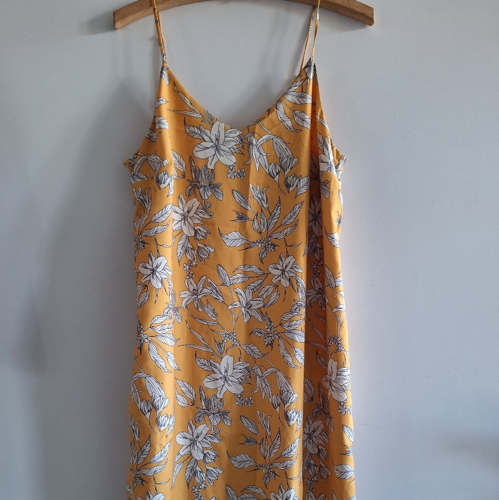 Frank & Oak Yellow Floral Midi Dress